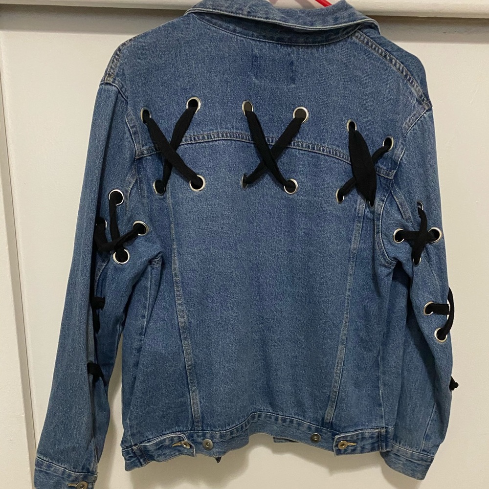 Lace back denim jacket